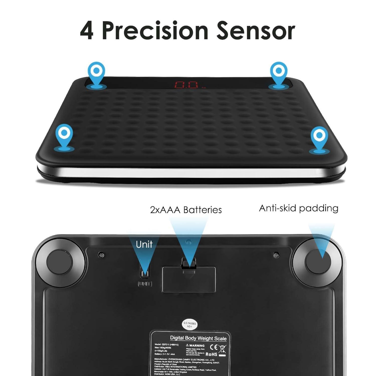 imageUten Digital Body Weight Bathroom Scale High Precision Measurements Scales with StepOn Technology Large Non Slip Silicone Platform and LCD Digital Display 400lbs180kg Capacity