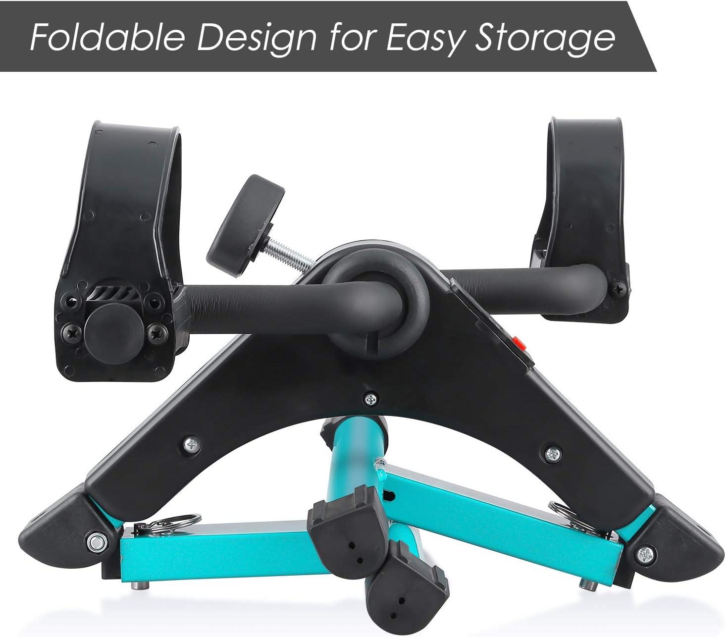 imageUten Folding Pedal Exerciser Under Desk Bike Pedal Exerciser Mini Under Desk Exercise Bike Foot Hand Cycle Portable Arm and Leg Exercise Peddler Machine with LCD MonitorAGreen