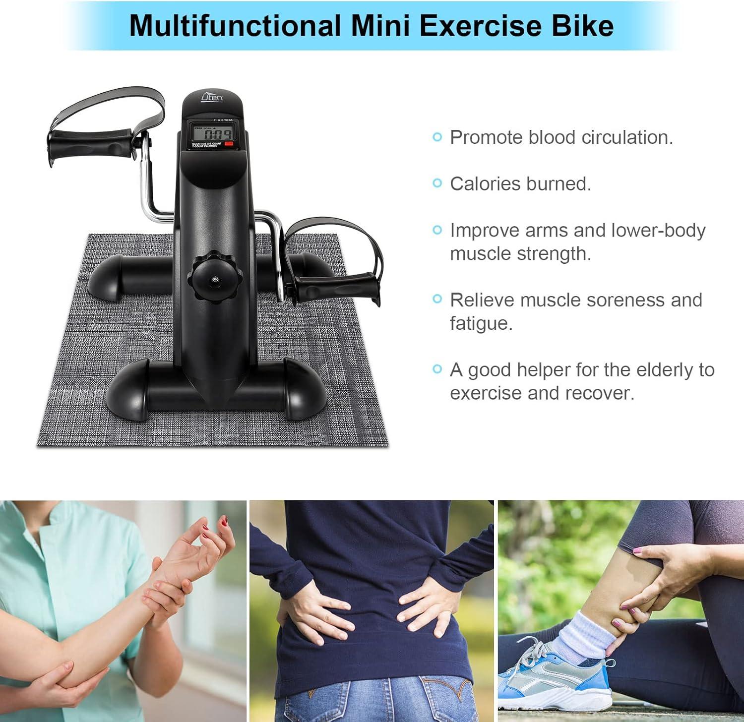 imageUten Mini Exercise Bike Under Desk Bike Arm ampamp Leg Peddler Machine with LCD Screen Displays Portable CycleBLACK
