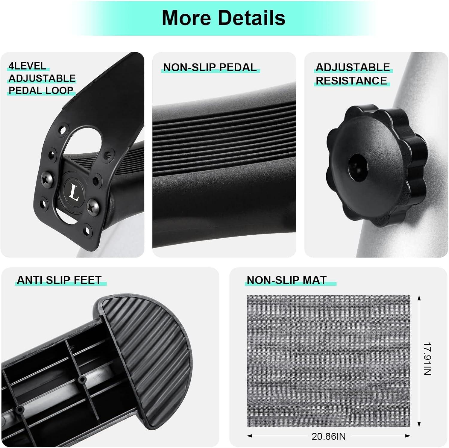 imageUten Mini Exercise Bike Under Desk Bike Arm ampamp Leg Peddler Machine with LCD Screen Displays Portable CycleSILVER