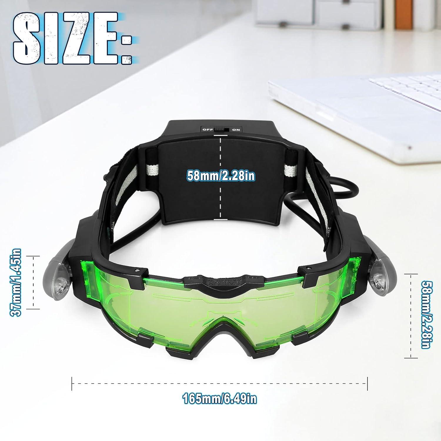 imageUten Night vision Goggles for Kids Adjustable Elastic Band Glasses with LED Light Beams Spy Gear with FlipOut Lights Green Lens Spy Role Play Birthday Gifts and Christmas Gifts for Kids