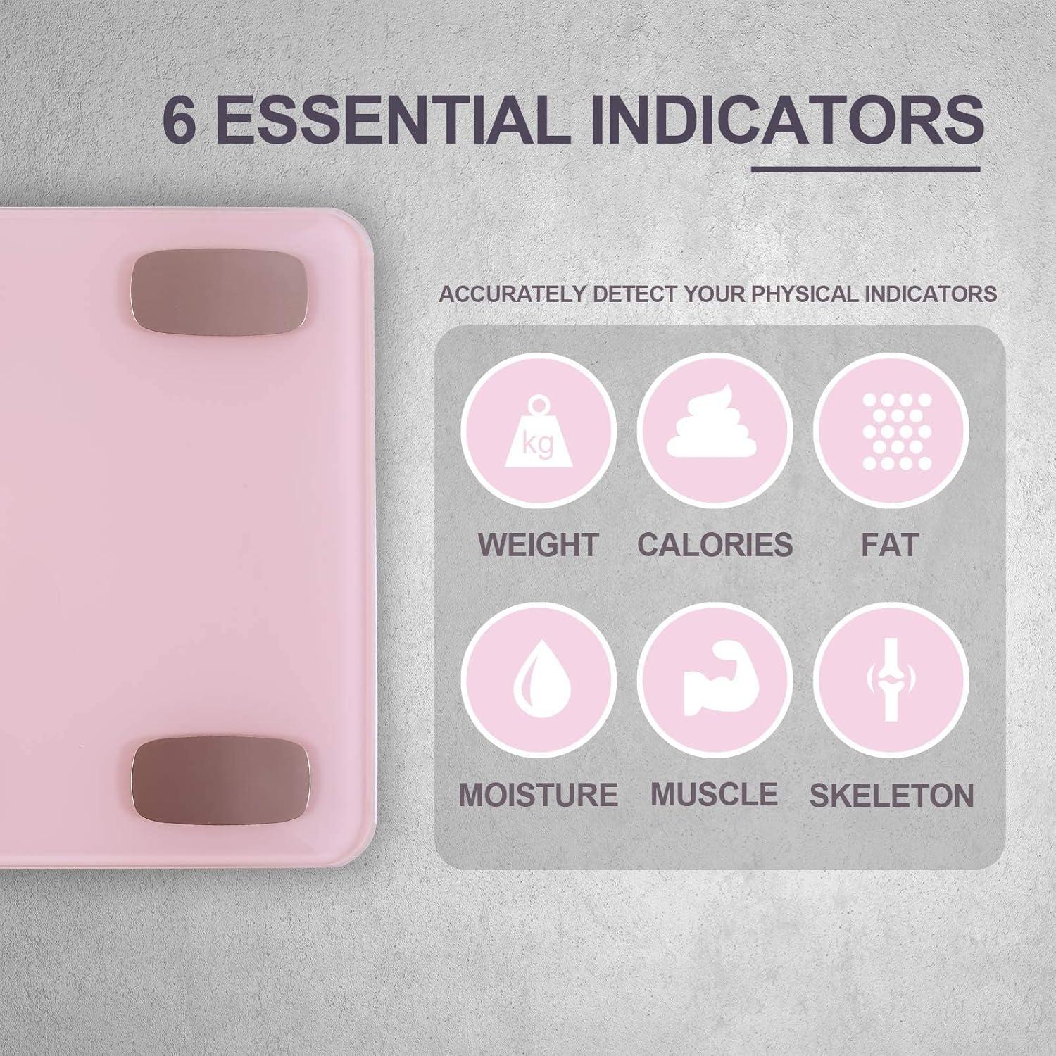 imageUten Smart Scale for Body Weight Digital Bathroom Weighing Wireless Scales with Body Fat and Water Weight for People Bluetooth BMI Electronic Body Analyzer Machine with Smartphone App 400lb Pink