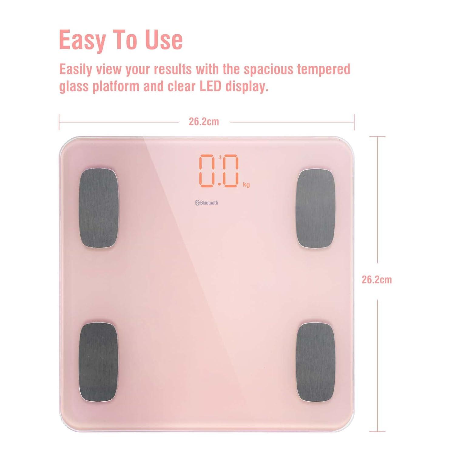 imageUten Smart Scale for Body Weight Digital Bathroom Weighing Wireless Scales with Body Fat and Water Weight for People Bluetooth BMI Electronic Body Analyzer Machine with Smartphone App 400lb Pink