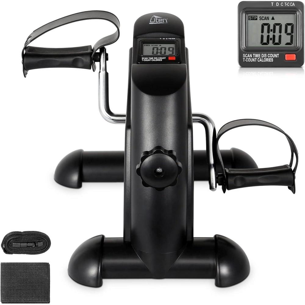 imageUten Mini Exercise Bike Under Desk Bike Arm ampamp Leg Peddler Machine with LCD Screen Displays Portable CycleBLACK