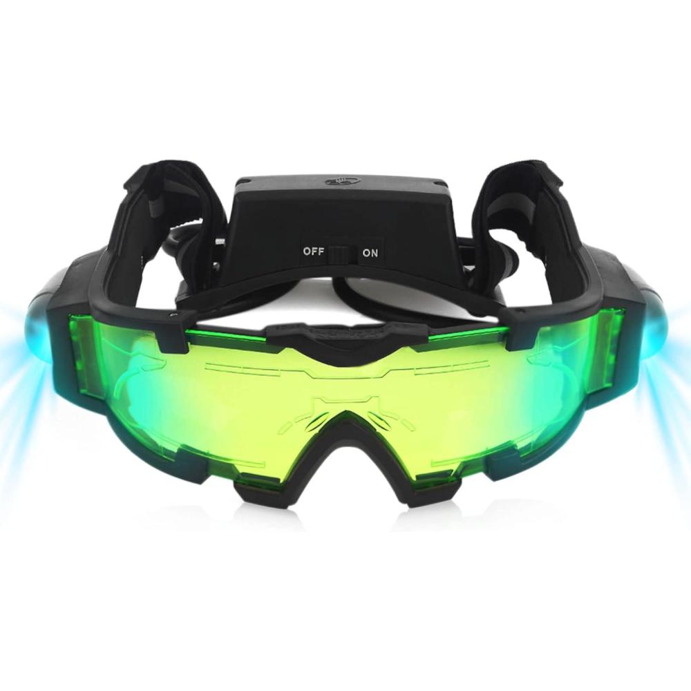 imageUten Night vision Goggles for Kids Adjustable Elastic Band Glasses with LED Light Beams Spy Gear with FlipOut Lights Green Lens Spy Role Play Birthday Gifts and Christmas Gifts for Kids